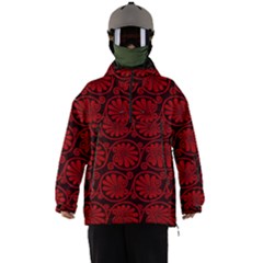 Red Floral Pattern Floral Greek Ornaments Men s Ski And Snowboard Waterproof Breathable Jacket by nateshop