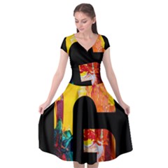 Abstract, Dark Background, Black, Typography,g Cap Sleeve Wrap Front Dress by nateshop