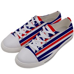 Red-white-blue-patriotic-ribbons Men s Low Top Canvas Sneakers by Ravend