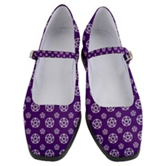 White Pentacle And Purple Pattern Women s Mary Jane Shoes by cheekywitch