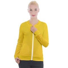 Yellow Lego Texture, Macro, Yellow Dots Background Casual Zip Up Jacket by kyorashop23