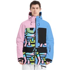 Geometrical Overlapping Men s Multi Pockets Zip Ski And Snowboard Waterproof Breathable Jacket by Givinglala
