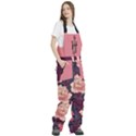 Chinese Elegant Botanic Garden Pink Purple Peony Flower Women s Front Zip Ski And Snowboard Bib Pants View3