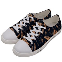Background Pattern Leaves Texture Women s Low Top Canvas Sneakers by Salmanaz77