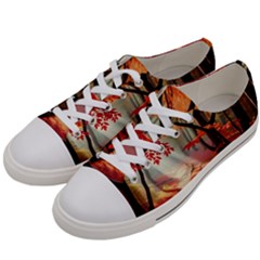 Forest Path Red Nature Men s Low Top Canvas Sneakers by Bedest