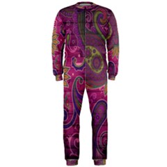 Abstract Purple Pattern Onepiece Jumpsuit (men) by Bedest