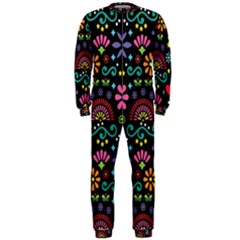 Mexican Folk Art Seamless Pattern Colorful Onepiece Jumpsuit (men) by Paksenen
