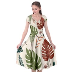 Leaves Autumn Cap Sleeve Wrap Front Dress by Salmanaz77