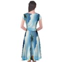 Delicate Watercolor Painting Surreal Oasis Scene With Intense Dramatic Lighting Cap Sleeve Wrap Front Dress View2