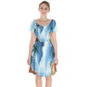 Delicate Watercolor Painting Surreal Oasis Scene With Intense Dramatic Lighting Short Sleeve Bardot Dress View1