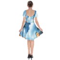 Delicate Watercolor Painting Surreal Oasis Scene With Intense Dramatic Lighting Short Sleeve Bardot Dress View2