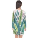 Illustrations Plants Nature Leaves Long Sleeve Chiffon Shift Dress  View2