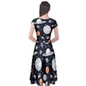 Space Galaxy Universe Stars Sky Cap Sleeve Wrap Front Dress View2