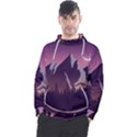Mountain Night Crescent Moon Men s Pullover Hoodie View1