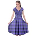 Blue Tartan Plaid 1 Cap Sleeve Wrap Front Dress View1
