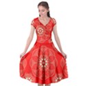 Crimson Current Cap Sleeve Wrap Front Dress View1