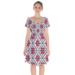 Ukrainian Folk Seamless Pattern Ornament Ethnic Ornament Border Element Traditional Art Short Sleeve Bardot Dress by Grandong