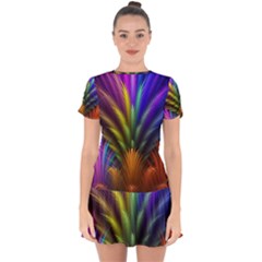 Abstract Colors - , Abstract Colors Drop Hem Mini Chiffon Dress by kyorashop23