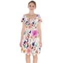 Abstract Floral Background Short Sleeve Bardot Dress View1