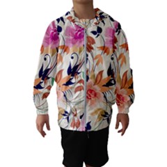Abstract Floral Background Kids  Hooded Windbreaker by kyorashop23