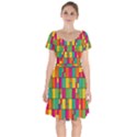 Abstract-background Short Sleeve Bardot Dress View1