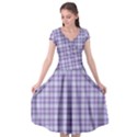 Purple Plaid Tartan 2 Cap Sleeve Wrap Front Dress View1