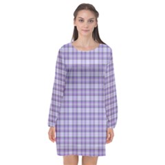 Purple Plaid Tartan 2 Long Sleeve Chiffon Shift Dress  by dressshop