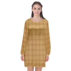 Autumn Fall Plaid Tartan 1 Long Sleeve Chiffon Shift Dress  by dressshop