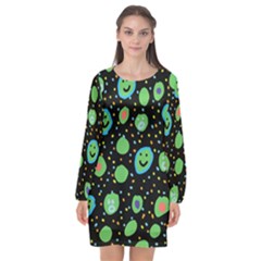 Doodle Dot Drawing Long Sleeve Chiffon Shift Dress  by Salmanaz77
