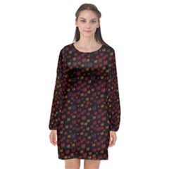Pattern Ha Ha Ha  Abstract Black Dark Doodle Hahaha Pattern Physco Long Sleeve Chiffon Shift Dress  by Salmanaz77