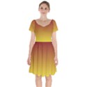 Burgundy Red To Electric Yellow Linear Gradient Short Sleeve Bardot Dress View1