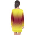 Electric Yellow To Burgundy Red Bilinear Gradient Long Sleeve Chiffon Shift Dress  View2