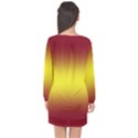 Burgundy Red To Electric Yellow Bilinear Gradient Long Sleeve Chiffon Shift Dress  View2