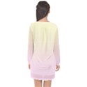 Cream Yellow To Pink Lace Linear Gradient Long Sleeve Chiffon Shift Dress  View2