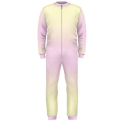 Cream Yellow To Pink Lace Bilinear Gradient Onepiece Jumpsuit (men) by GradientsOmbre