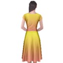 Electric Yellow To Coral Pink Linear Gradient Cap Sleeve Wrap Front Dress View2
