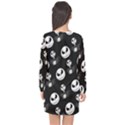Jack Print, White, Before, Plain, Black, Simple, Christmas Long Sleeve Chiffon Shift Dress  View2