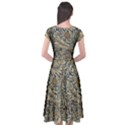 Brown Vintage Background Vintage Floral Pattern, Brown Cap Sleeve Wrap Front Dress View2