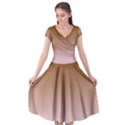 Chocolate Brown To Pink Lace Linear Gradient Cap Sleeve Wrap Front Dress View1