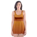 Amber Orange To Burgundy Red Linear Gradient Skater Dress Swimsuit View1