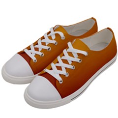 Amber Orange To Burgundy Red Linear Gradient Men s Low Top Canvas Sneakers by GradientsOmbre