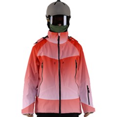 Scarlet Red To Pink Lace Linear Gradient Men s Zip Ski And Snowboard Waterproof Breathable Jacket by GradientsOmbre