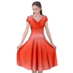Pink Lace To Scarlet Red Bilinear Gradient Cap Sleeve Wrap Front Dress by GradientsOmbre