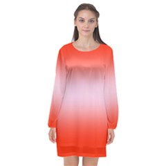 Scarlet Red To Pink Lace Bilinear Gradient Long Sleeve Chiffon Shift Dress  by GradientsOmbre