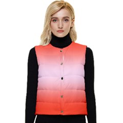 Scarlet Red To Pink Lace Bilinear Gradient Women s Button Up Puffer Vest by GradientsOmbre