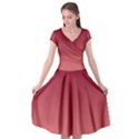 Burgundy Red To Coral Pink Linear Gradient Cap Sleeve Wrap Front Dress View1