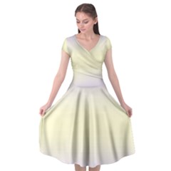 Pale Violet To Cream Yellow Bilinear Gradient Cap Sleeve Wrap Front Dress by GradientsOmbre
