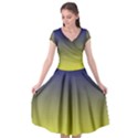 Navy Blue To Electric Yellow Linear Gradient Cap Sleeve Wrap Front Dress View1