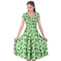 Leaves Pattern Texture Seamless Cap Sleeve Wrap Front Dress View1
