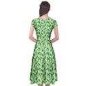 Leaves Pattern Texture Seamless Cap Sleeve Wrap Front Dress View2